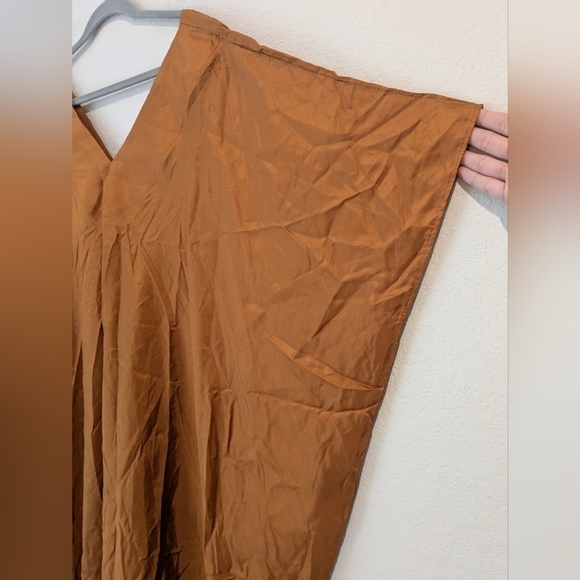 Fanm Djanm Burnt Orange 100% Silk V-Neck Lightweight Kaftan Dress Resortwear - Picture 6 of 12